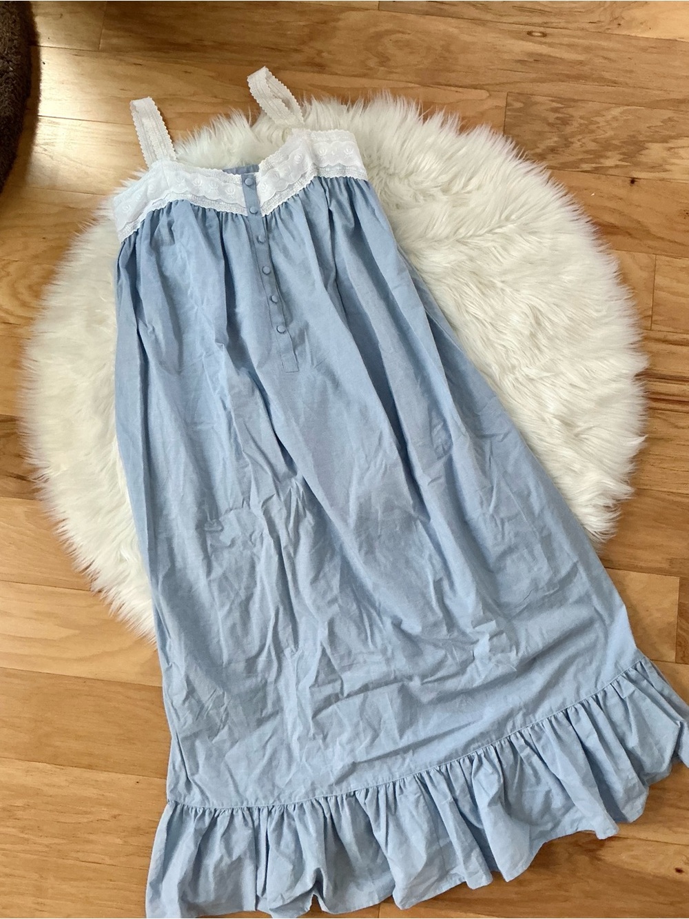 NWT Vintage Victoria's Secret Country Cotton Mumu Nightgown with White Lace